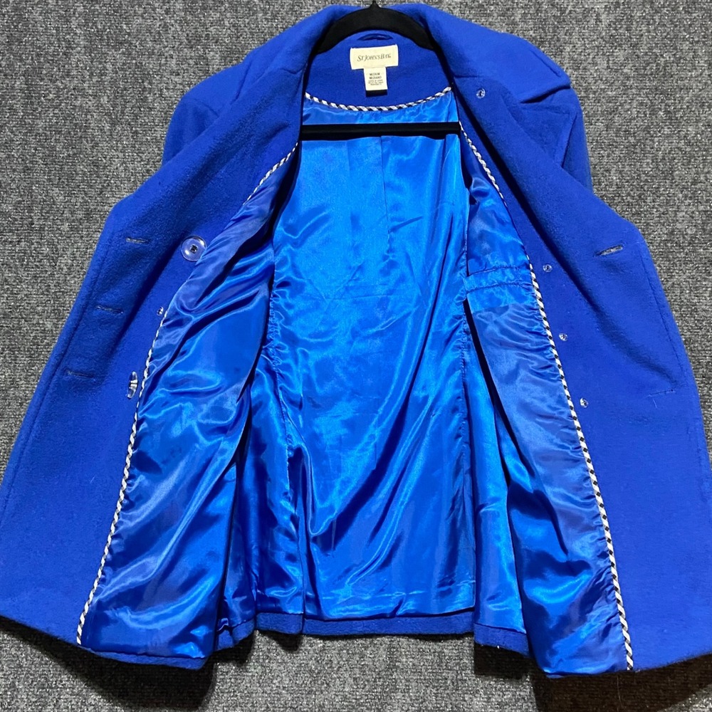 St Johns Bay Women's‎ Medium Cobalt Blue Wool Cashmere Blend Pea Coat Jacket - Picture 3 of 12